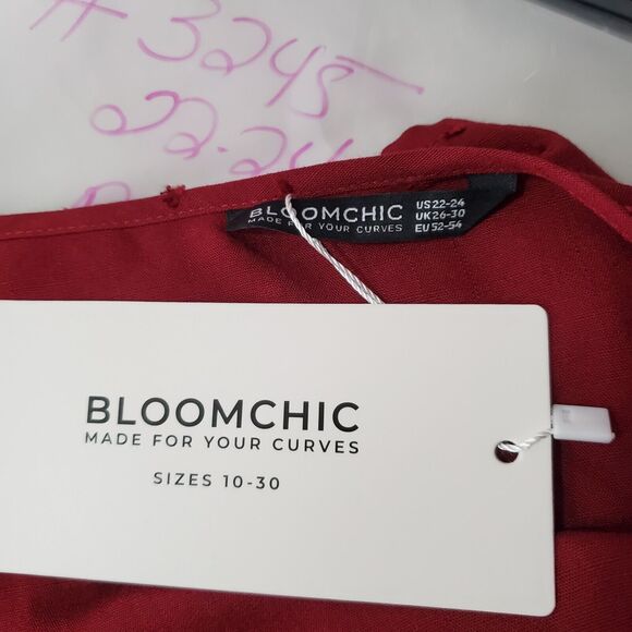 Bloomchic Blouse Women's 3X Burgundy Long Sleeve Button Detail Fabric Dots NWT - Picture 5 of 8